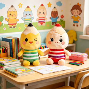 Divertido Juguete de Peluche de Lápiz a Rayas, Muñeco de Lápiz <span class=keywords><strong>con</strong></span> Expresión Tierna y Suave, Adorno para Escritorio de Estudiante, Regalo - Product Image 2