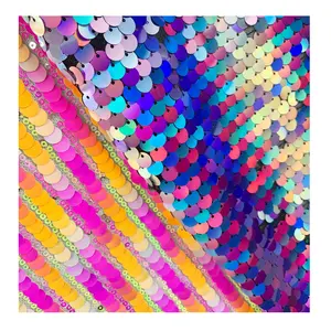 Arco Iris ombre lentejuelas telón de rendimiento fiesta mantel brillo lentejuelas vestido de tela holográfica iridiscente lentejuelas encaje tela