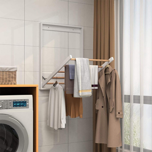 SANIPRO Space-saving Foldable Wooden Clothing <strong>Dryer</strong> <strong>Hanging</strong> <strong>Socks</strong> Towels Racks Collapsible Wall-mounted Storage Drying Rack - Product Image 3