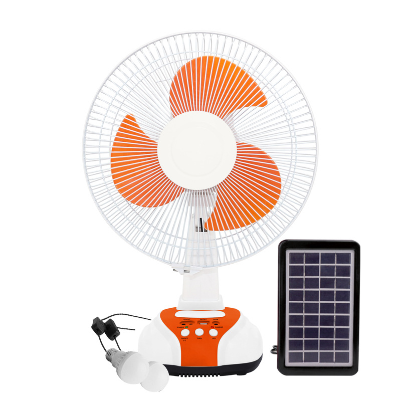 Solar Ac Dc Rechargeable 12inch Small Table Fan for Home 6v Portable Charging Fan for Camping Large Wind Solar Fan