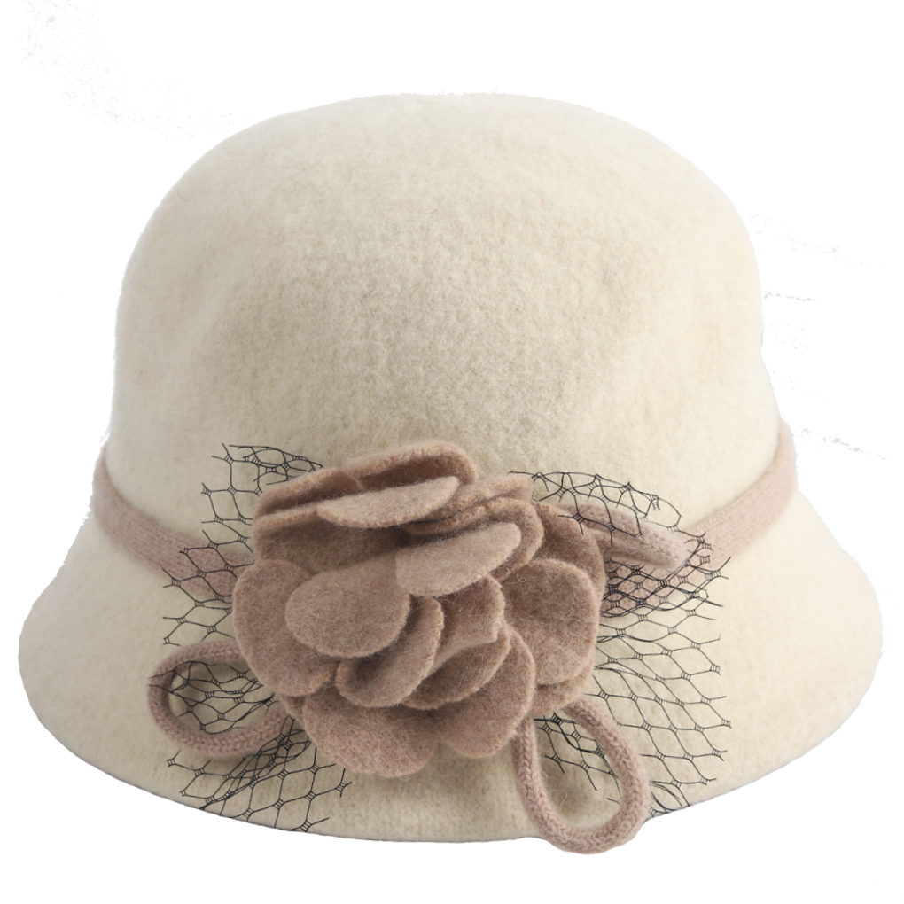 Béret Femme En Feutre De Laine Style Années 40 - Beige - Neuf Avec étiquettes