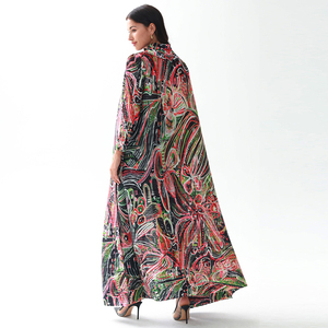 2024 New Design Factory Custom Free Size Muslim Floral <strong>Printed</strong> Miyake Pleated <strong>Abaya</strong> Women Modest Fashion Wear - Product Image 5