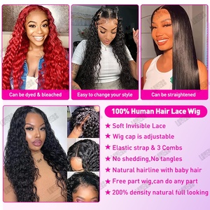 Perruque Lace Frontale HD Transparente à Ondulations Profondes, Densité 200, <span class=keywords><strong>Cheveux</strong></span> Humains Bruts Vierge Brésiliens Bouclés Profonds, pour Femmes Noires - Product Image 6