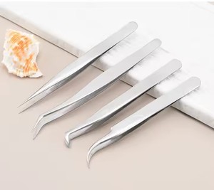 도매 고품질 고정밀 스테인리스 스틸 골드 클립 볼륨 족집게 두꺼운 7자형 클립 속눈썹 연장용 - Product Image 4