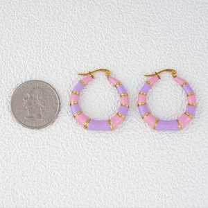 304 316 Spot Goods Trendy <b>Pink</b> Purple Resin Hoop Earrings Gold Plated Women's Party Jewelry Fashion Statement Ear Rings - Product Image 5