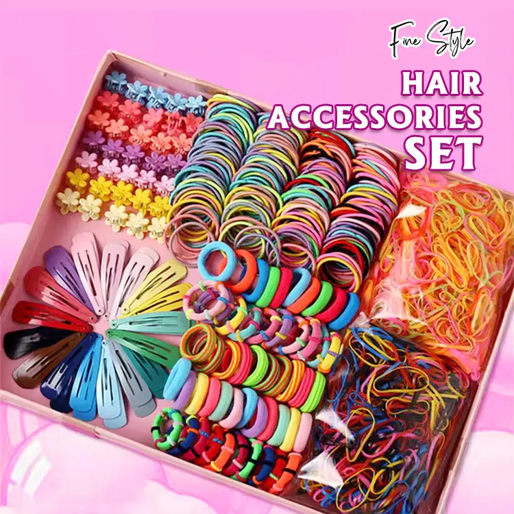 low moq accessories elastic hair band hair claws and clip mixed set for children kids girls women
