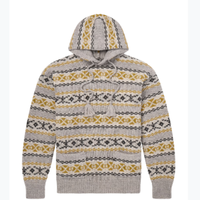 Pull en tricot à capuche à manches longues en jacquard surdimensionné décontracté pour homme