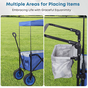 Factory Sale Portable Camping Trolley <strong>Beach</strong> Storage Folding Wagon <strong>Cart</strong> With Wheels and Awning - Product Image 5