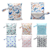 Sacs imperméables réutilisables en tissu polyester à motif floral pour couches lavables, avec poches zippées, pour voyage, piscine, garderie