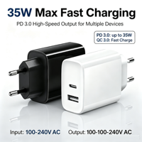 Adaptateur de voyage 35W pour téléphone portable, chargeur mural USB-C haute vitesse avec câble, compatible prise américaine