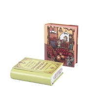 Mini boîte métallique en forme de livre, logo personnalisé petite charnière boîte en étain pour chocolat, vente en gros