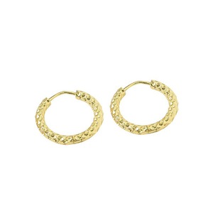 18K Gold Plated Stainless Steel Chunky <b>Huggie</b> Hoop <b>Earrings</b> for Girls | Hammered Surface - Product Image 1