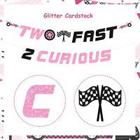 Dekorasi Ulang Tahun Two Fast Two Curious untuk Anak Perempuan, Spanduk Two Fast Two Curious, Mobil Balap Pink, Perlengkapan Pesta Balap Ulang Tahun ke-2