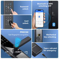 Serrure de porte intelligente connectée Tuya WiFi, anti-effraction, électrique, digitale, sans clé, avec empreinte digitale, TTLOCK, poignée de porte intelligente mobile