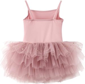 Abiti Tutu Importati per Bambine con Spalline e Volant, Body da Balletto in Tulle Lucido Stampato, Completi da Ballerina per Danza - Product Image 2
