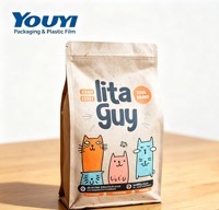 Sac pour nourriture pour chat de qualité alimentaire 250g 500g 1kg avec fermeture éclair refermable, design personnalisé imprimé pour l'emballage de nourriture pour chat