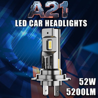 Nuevo Diseño A21 Bombilla LED para Faros Delanteros de Coche 52W 5200LM Canbus IP68 9005 H4 H7 H11 Plug and Play 12V Sistema de Iluminación para Coche con Ventilador de Alta Velocidad