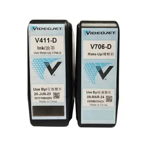 מקורי באיכות גבוהה Videojet דיו V411-D V-705D V-706D איפור ממס עם שבב לvideojet מדפסת