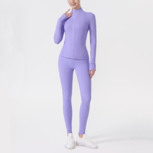 Conjunto de Yoga para Mujer de <span class=keywords><strong>2</strong></span> Piezas, Conjunto Deportivo con Chaqueta de Yoga, Secado Rápido, Transpirable, Nailon Antibacteriano, Color Sólido, desde Almacén en EE. UU. - Product Image 4