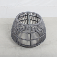Table d'appoint de jardin moderne pour balcon, petite et ronde, avec plateau en pierre frittée et corde tressée grise