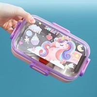 Boîte à bento pour enfants de 700 ml avec impression de dessins animés, boîte à lunch en acier inoxydable, boîte à lunch portable, récipient alimentaire, boîte à bento, boîte à lunch