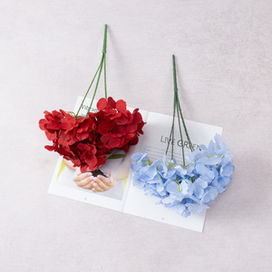 Bouquet multicolore de 5 têtes d'hortensias artificiels en soie pour aménagement extérieur, studio photo, décoration de mariage et allée de banquet - Product Image 4