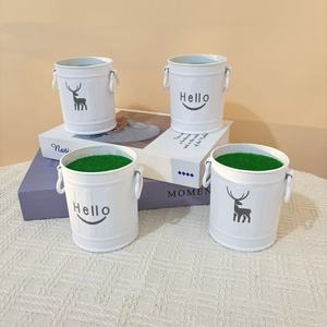 ถังพลาสติกสีขาว Paulon ลายกวางและลาย Hello สำหรับตกแต่งบ้าน ใช้บนโต๊ะ - Product Image 1
