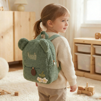 Sac à dos en peluche douce pour enfants, ours en peluche personnalisé avec broderie de nom, sac d'école pour tout-petits, vente en gros