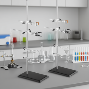 Soporte de laboratorio de acero de 23.6 pulgadas con base de hierro fundido, abrazaderas para frascos, abrazaderas para buretas, abrazaderas cruzadas para uso en laboratorio - Product Image 2