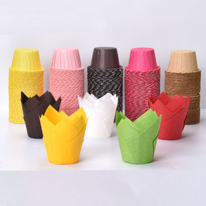 Tulip Baking Cupcake Liner <span class=keywords><strong>Tazas</strong></span> de papel Muffin Liners Envolturas de pergamino Liners a prueba de grasa Cupcake Liners Tulip Set para fiesta de postres - Product Image 2