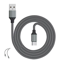 Kabel Data USB-C, untuk LDNIO LS441 1M pengisian cepat TPE kepang untuk ponsel Android IOS kustom kabel pengisian cepat untuk ponsel