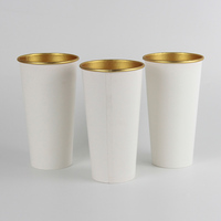 Gobelet en papier à paroi simple avec revêtement intérieur en feuille d'or, gobelet en papier jetable personnalisé pour le café avec couvercle