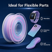 Filament d'imprimante 3D flexible en TPU arc-en-ciel 85A 1,75 mm, ultra-doux, dégradé, élastique, bobine de 1 kg pour impression FDM FFF