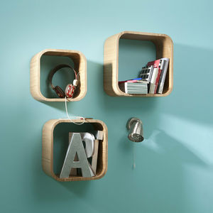 Estantes de <span class=keywords><strong>Pared</strong></span> de Madera para Almacenamiento y Exhibición para Sala de Estar, Juego de 3 Estantes de <span class=keywords><strong>Pared</strong></span> Decorativos Modernos de Cubo de Roble MDF - Product Image 3