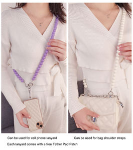 Sangle avec perles acryliques pour téléphone portable, <span class=keywords><strong>collier</strong></span> de lettres pour <span class=keywords><strong>iphone</strong></span>, étui de téléphone portable, multicolore, universel, 10 pièces - Product Image 4