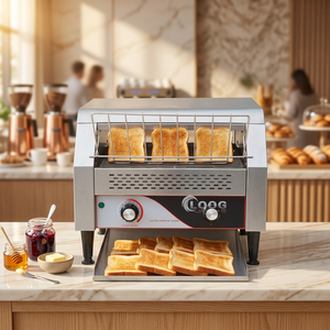 <span class=keywords><strong>Grille</strong></span>-<span class=keywords><strong>pain</strong></span> à bande transporteuse commercial en acier inoxydable robuste 2600W TT-450 pour bagels, croissants et sandwichs, idéal pour restaurants et boulangeries - Product Image 2