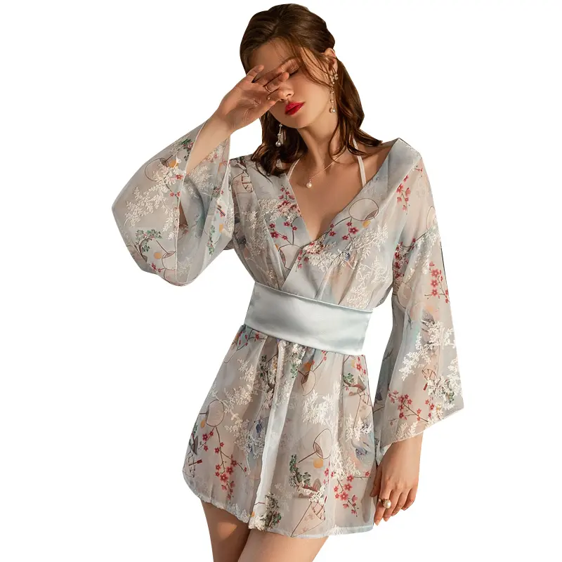 Kimono brodé imprimé sexy séduisant chaud sans usure robe de sous-vêtements sexy