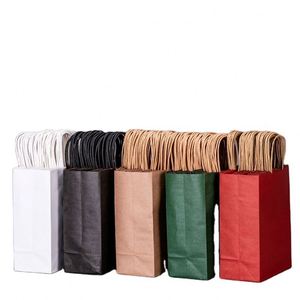 Sac en papier kraft brun et blanc avec poignée, impression de logo personnalisée, sac en papier kraft réutilisable avec poignée - Product Image 2
