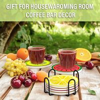Sous-verre rond en silicone à motif de fruits, antidérapant et résistant à la chaleur, pour tasses à café, verres, table, cuisine et bar