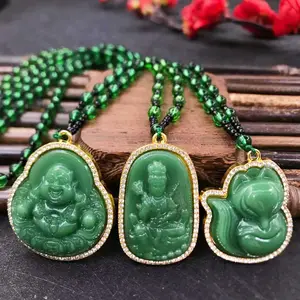New colored glazed Guanyin Buddha pendant necklace in autumn and winter multi-style diamond necklace for men and women