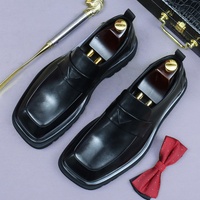 Hochwertige Wasserdichte Leder-Leichtgewicht Business-Slipper im Britischen Stil mit Eckiger Spitze und Dicker Sohle für Herren im Herbst