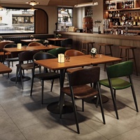 Meubles commerciaux en bois massif de style rustique vintage d'Asie du Sud-Est, table et chaises pour restaurant, bar, boulangerie, café