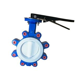 Fournisseur chinois de vanne papillon à bride DN50-DN300 avec siège en PTFE, corps en DI, <span class=keywords><strong>disque</strong></span> en PTFE, arbre en SS304 + <span class=keywords><strong>disque</strong></span> en SS410, PN10 PN16, revêtement en PTFE - Product Image 6