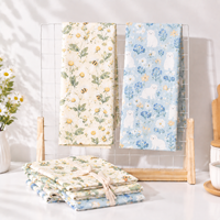 Op maat gemaakt bloemen- en dierenprint voor keukendecoratie, op maat gemaakt patroon keukendoek van natuurlijk linnen katoen.