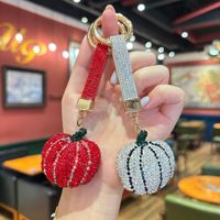 Porte-clés Citrouille 3D Scintillant en Cristal, Pendentif Élégant pour Sac et Voiture, Idéal pour Femmes et Filles