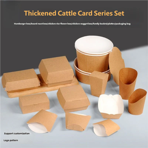 Anpassbare Kraftpapier-Lebensmittelbehälter Faltbare <span class=keywords><strong>Burger</strong></span>-Verpackungsbox für Frittierte Snacks zum Mitnehmen Restaurant Einweg-Lebensmittelverpackung - Product Image 6