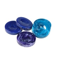 Jeu de société adulte en résine acrylique marbrée bleue Backgammon Checker Jeu de pièces d'échecs Jetons
