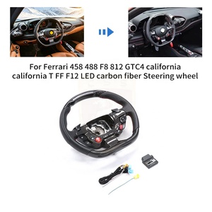 Volante de Fibra de Carbono Seca con LED para <span class=keywords><strong>Ferrari</strong></span> 458 488 F8 812 GTC4 California California T <span class=keywords><strong>FF</strong></span> F12, Accesorios Interiores para Auto - Product Image 1