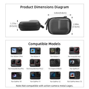 Estuche para auriculares EVA con correa para la muñeca y mosquetón, cubierta protectora impermeable, a prueba de golpes y polvo para DJI Osmo Action 5 - Product Image 3