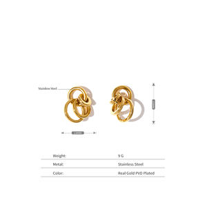 Boucles <span class=keywords><strong>d</strong></span>'oreilles pendantes Mchic 2813 pour femmes, plaquées <span class=keywords><strong>or</strong></span>, <span class=keywords><strong>multi</strong></span>-<span class=keywords><strong>anneaux</strong></span>, en acier inoxydable, imperméables, hypoallergéniques - Product Image 3